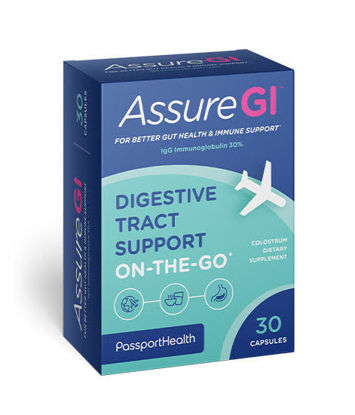 Dietary colostrum supplement to help support gut health during travel.